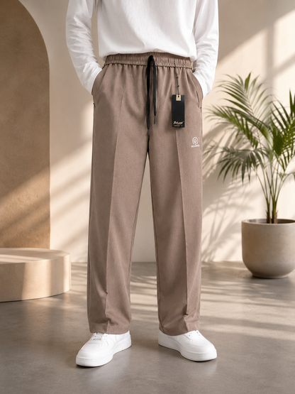 Premium Waffle Korean Baggy Trouser – Mocha Taupe