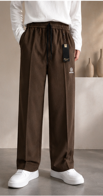 Chocolate Brown Waffle Korean Baggy Trouser