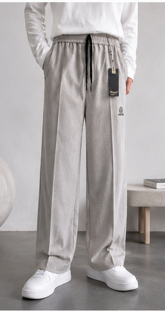 Grey Waffle Korean Baggy Trouser
